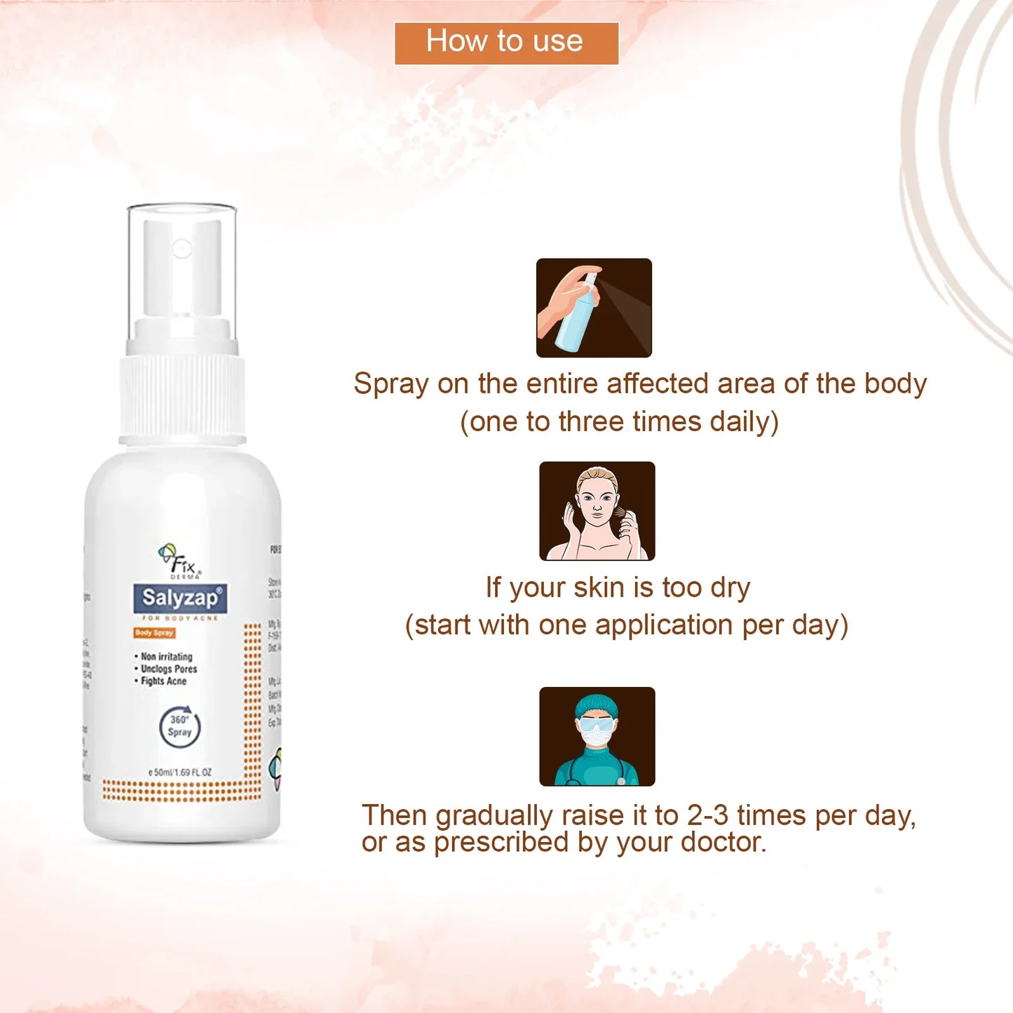 Salyzap for body acne body spray 50ml