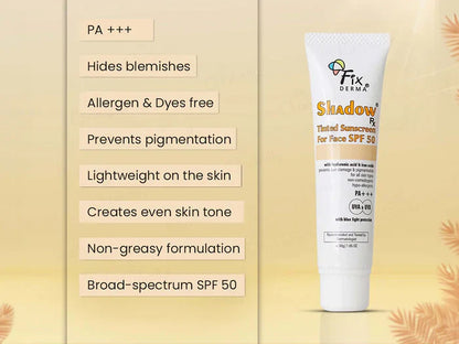 Fixderma Shadow Tinted Sunscreen For Face SPF 50 30G