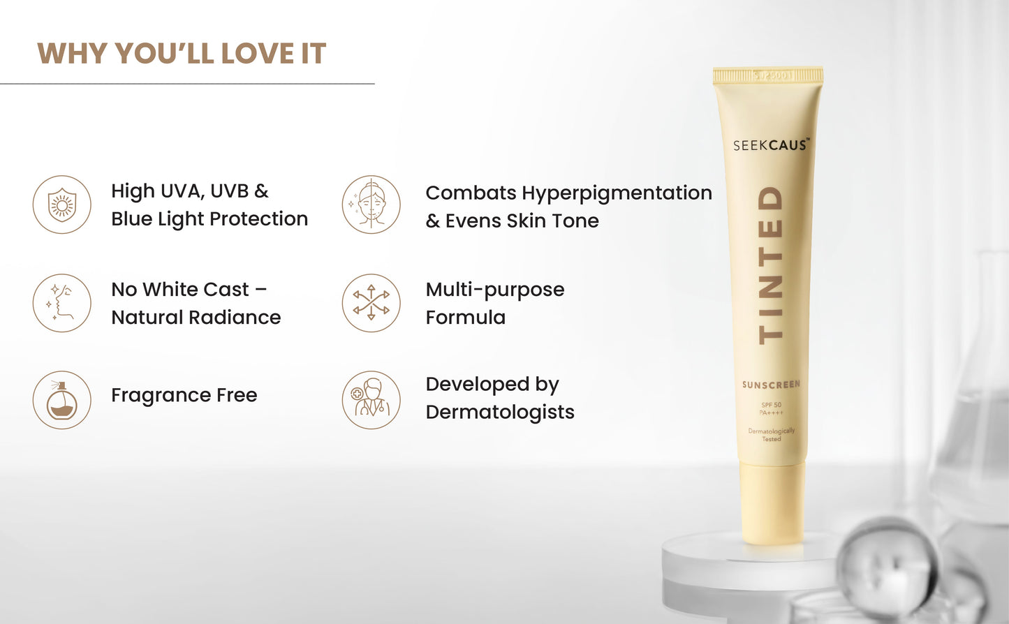 Seekcaus Tinted Sunscreen Gel SPF 50 PA++++