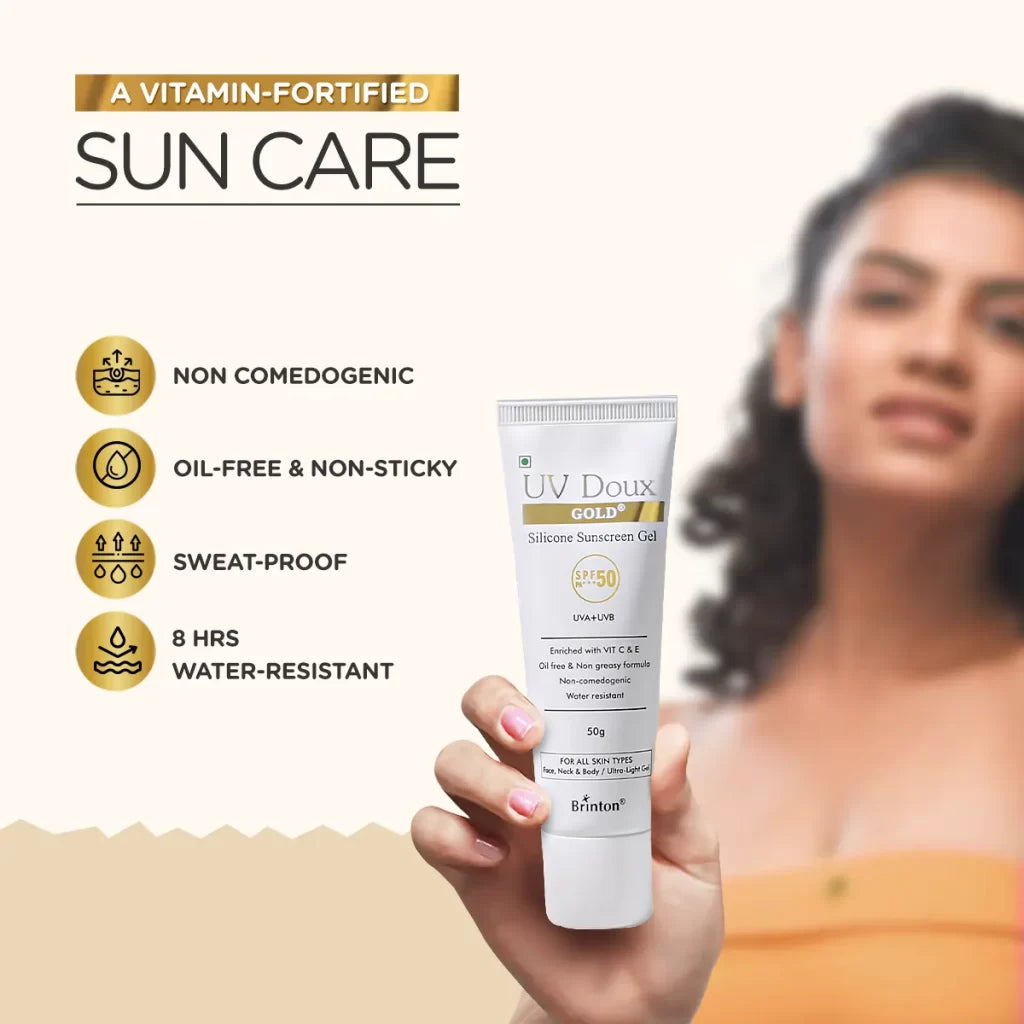 UV Doux gold sillicone sunscreen spf50 gel 50g