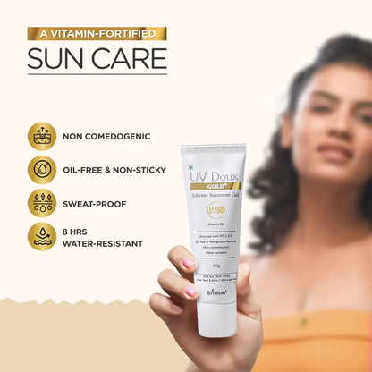 UV Doux gold sillicone sunscreen spf50 gel 50g