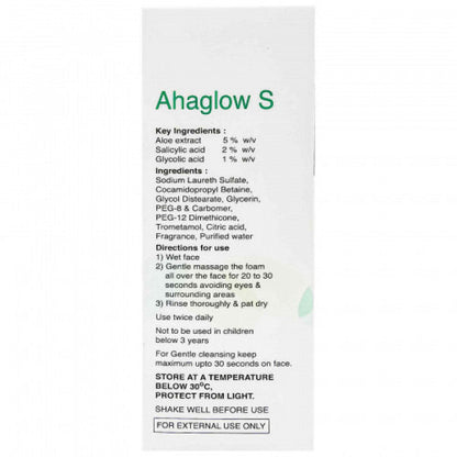 ahaglow foaming face wash ingredients with salicylic acid