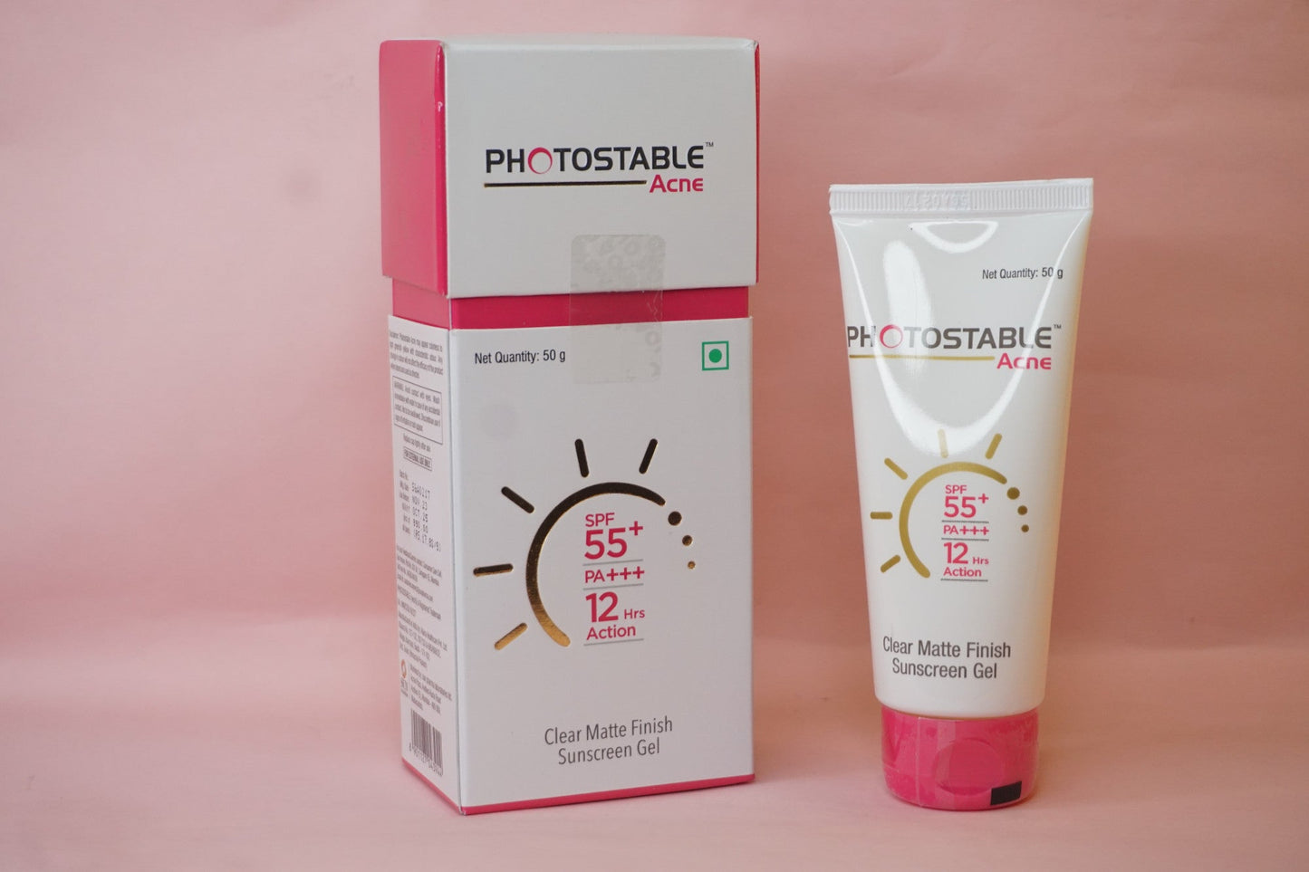 Photostable acne spf 55 pa++++ sunscreen gel 50g