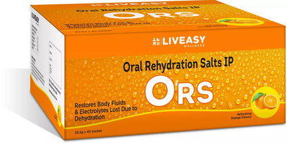 Liveasy Wellness Oral Rehydration Salts-20.5g Sachet -Orange Flavour pack of 10
