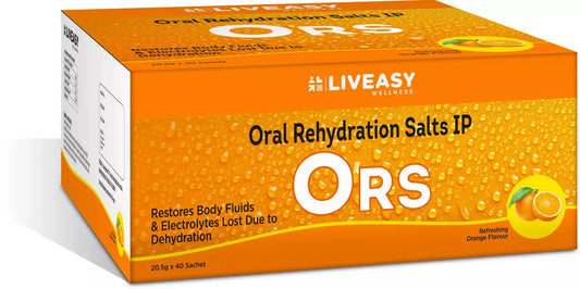 Liveasy Wellness Oral Rehydration Salts-20.5g Sachet -Orange Flavour pack of 10
