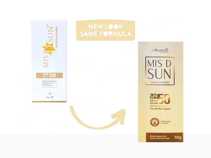 New Mis D Sun TINTED Sunscreen Lotion Spf 50 (50Gm) PACK OF 1