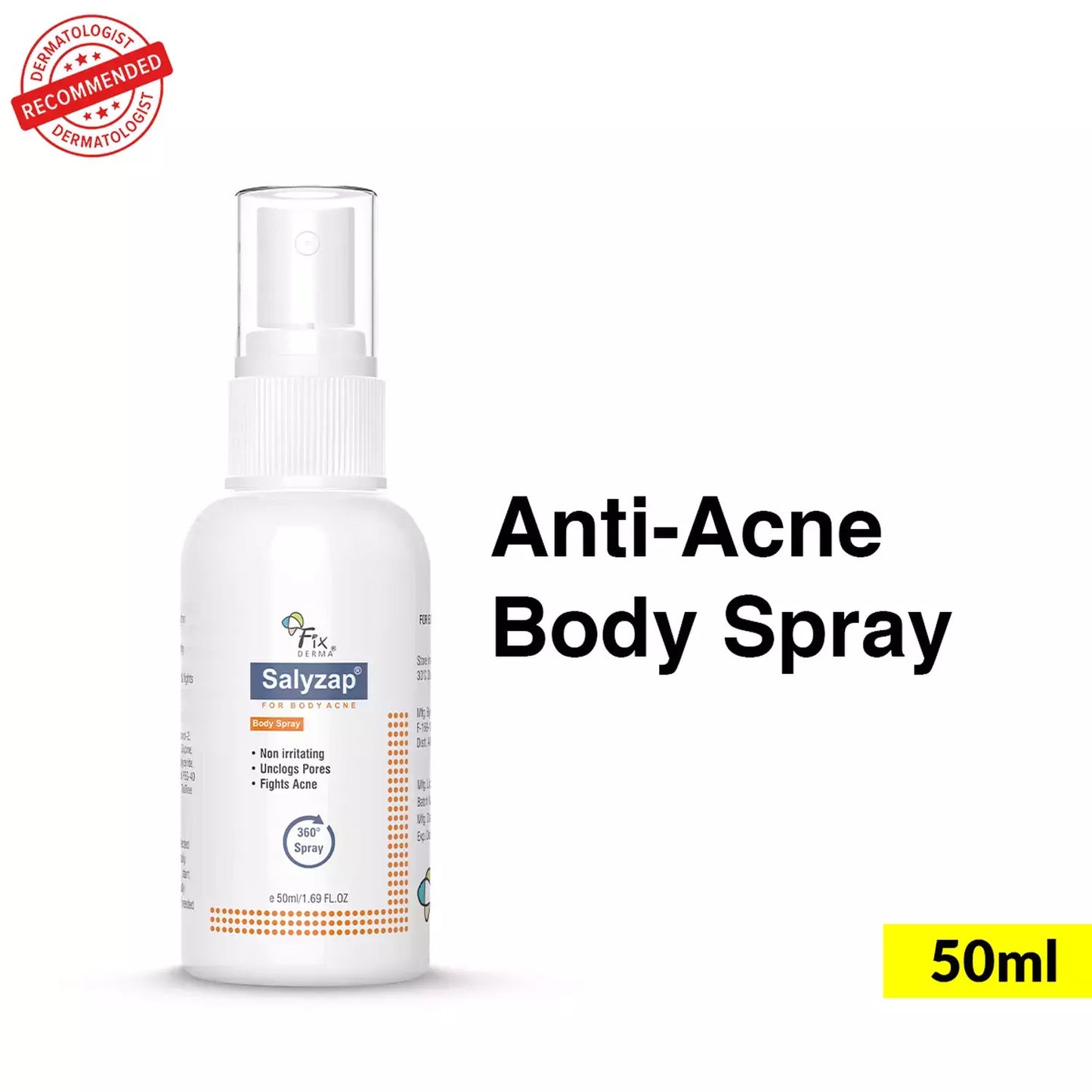 Salyzap for body acne body spray 50ml