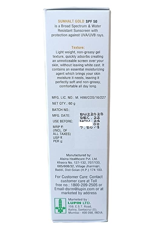 Sunhalt Gold Sunscreen Benefits